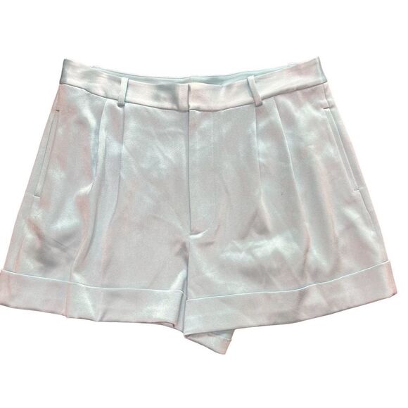 Alice + Olivia Powder Blue Conry Pleated Cuff Short NWT Size 12 - Picture 3 of 6
